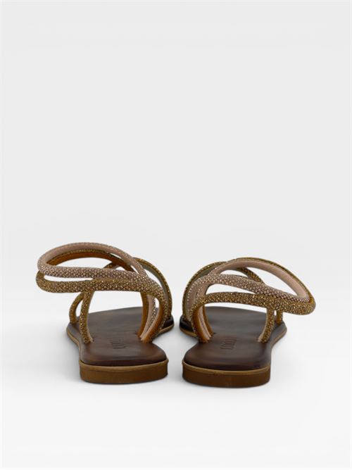 Sandali gioiello intrecciati oro e nude da donna IL LACCIO | NAOMISTRASSGOLD/BR/RG